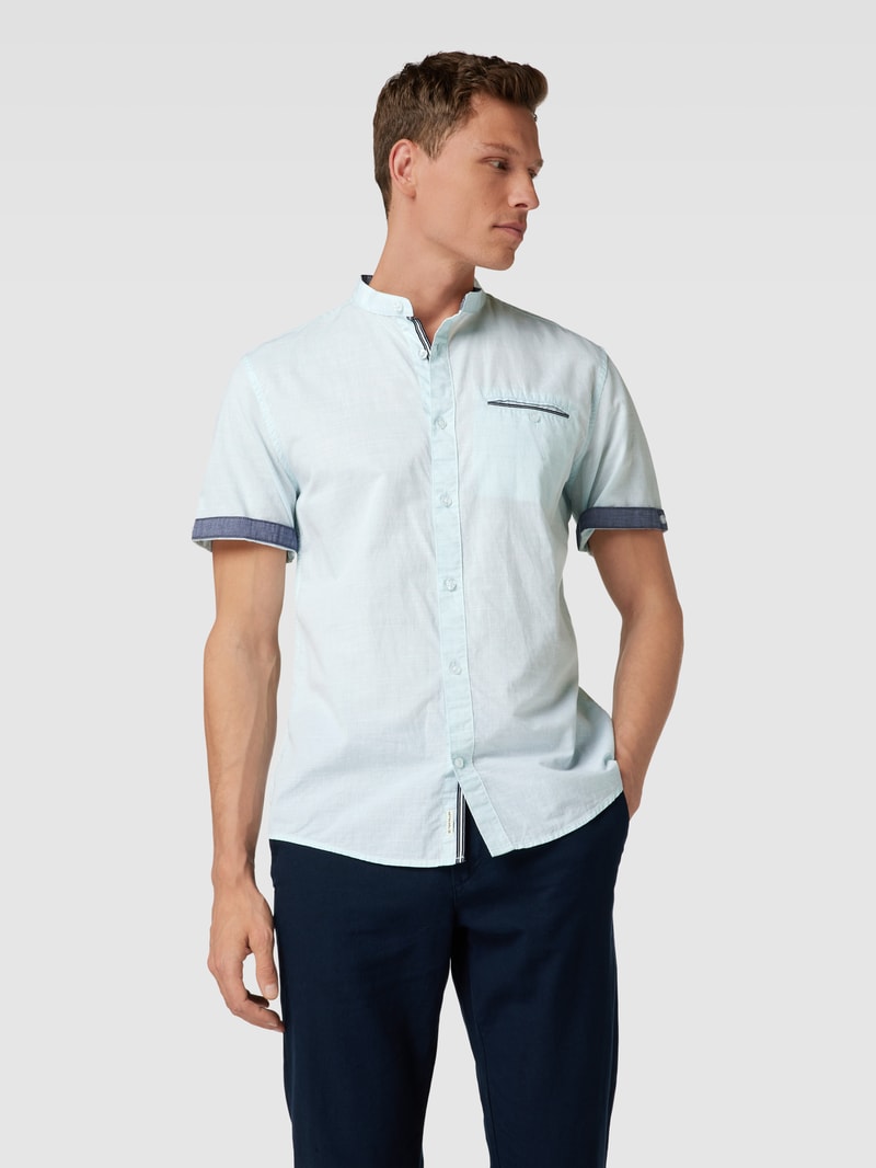 Freizeithemd mit Stehkragen Modell 'slubyarn' in mint