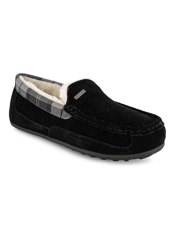 Barbour, Hausschuhe, Veloursleder warmgefüttert, schwarz