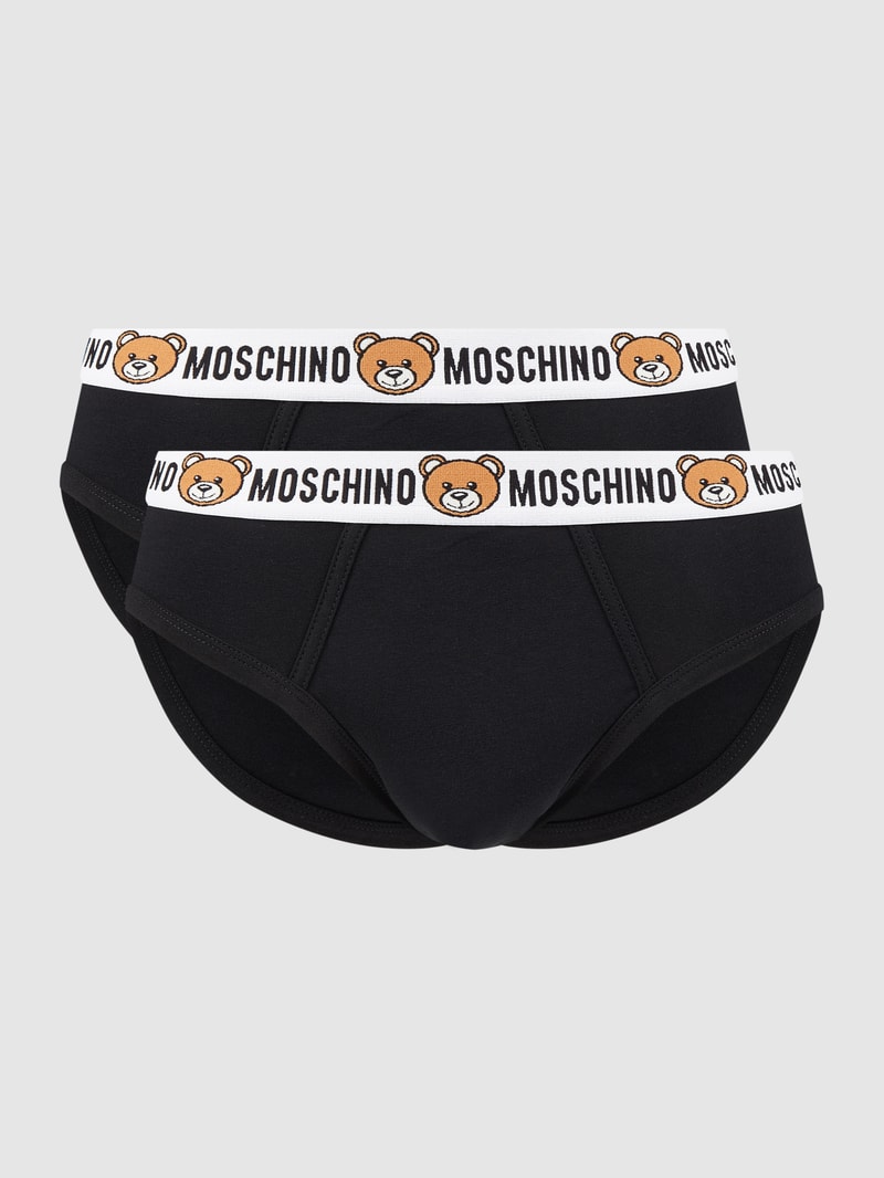 Slip mit Stretch-Anteil im 2er-Pack in schwarz