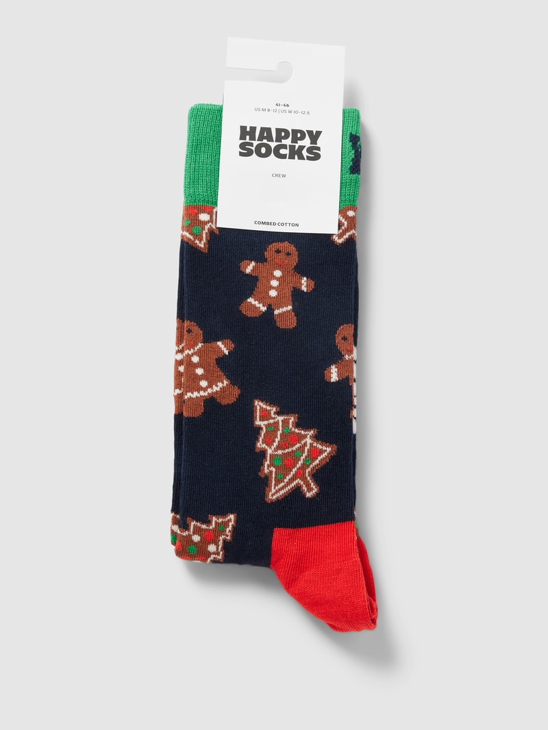 Socken mit Motiv-Print Modell 'Gingerbread Cookies' in dunkelblau