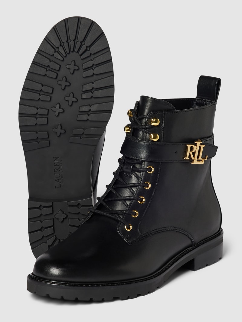 Boots aus Leder mit Label-Detail Modell 'ELRIDGE' in schwarz
