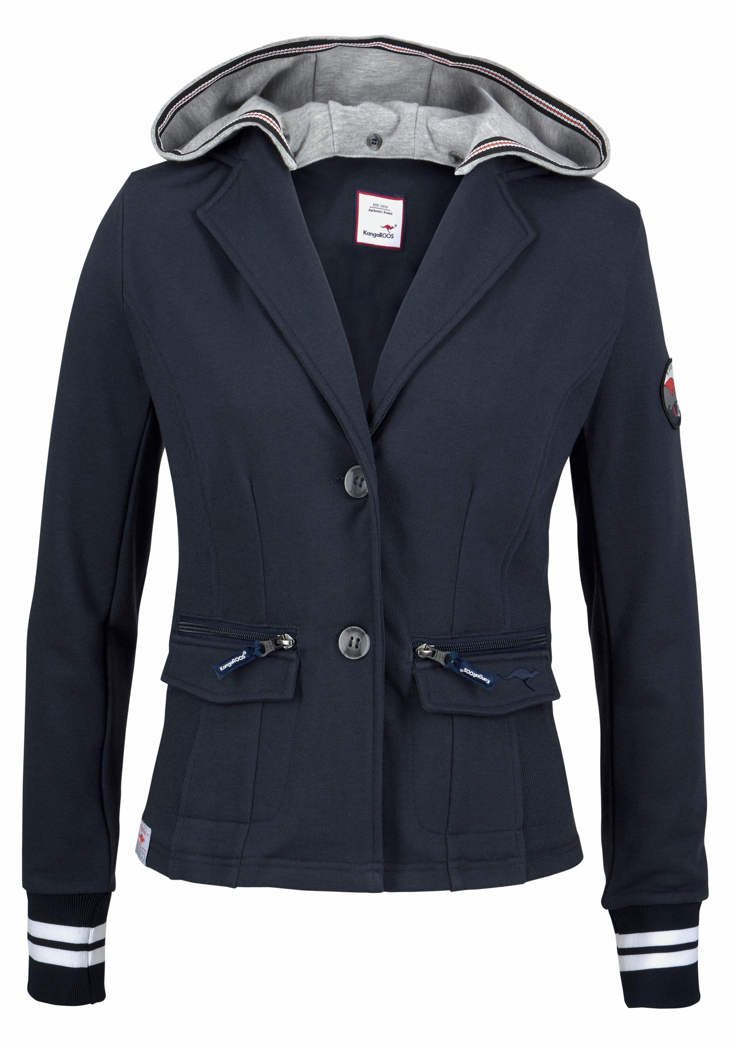 KangaROOS Sweatblazer mit vielen Details und abnehmbarer Kapuze