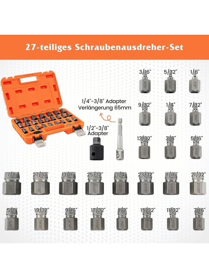 COSTWAY 27 tlg. Set Schraubenausdreher Set in Orange günstig kaufen onesize