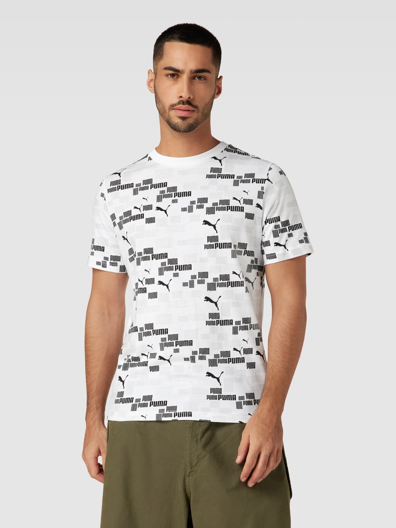 T-Shirt mit Allover-Logo-Print in weiß