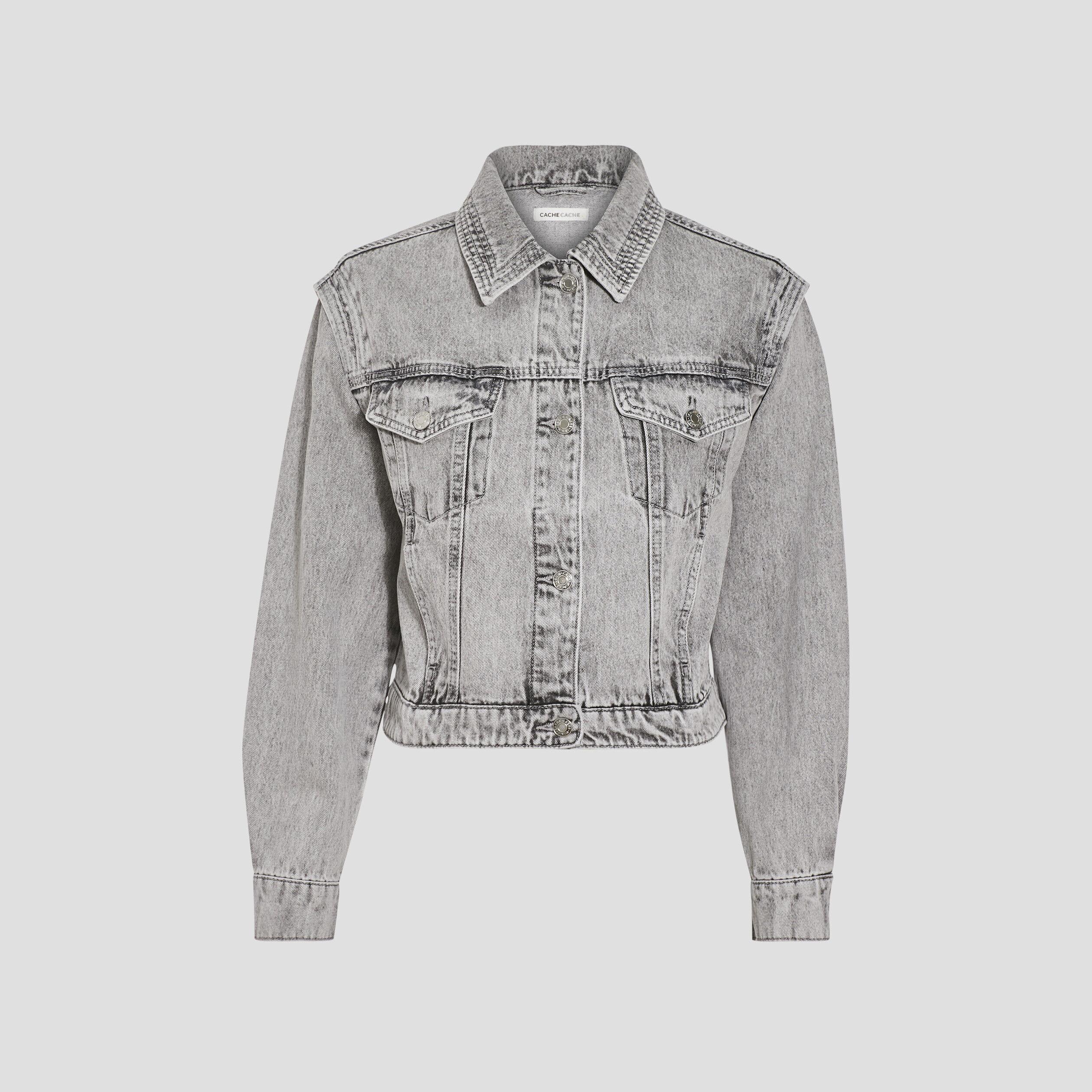 Veste droite en jean denim snow gris femme | Cache Cache
