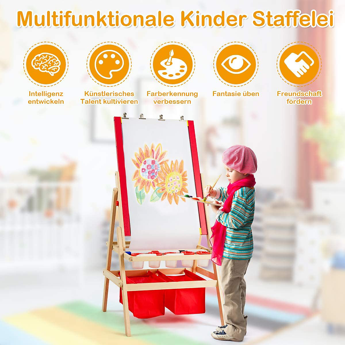 Kindertafel Holztafel Standtafel höhenverstellbar