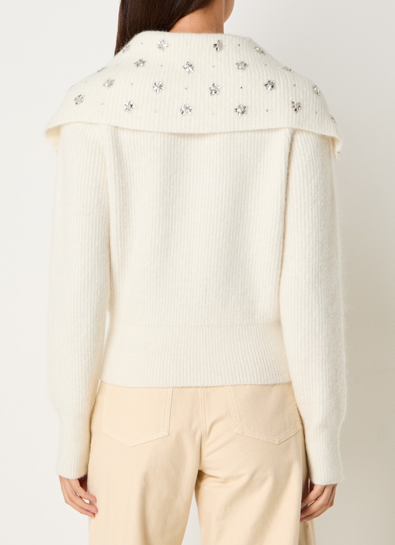 Maje  Ribgebreid vest in alpaca wolblend met strass