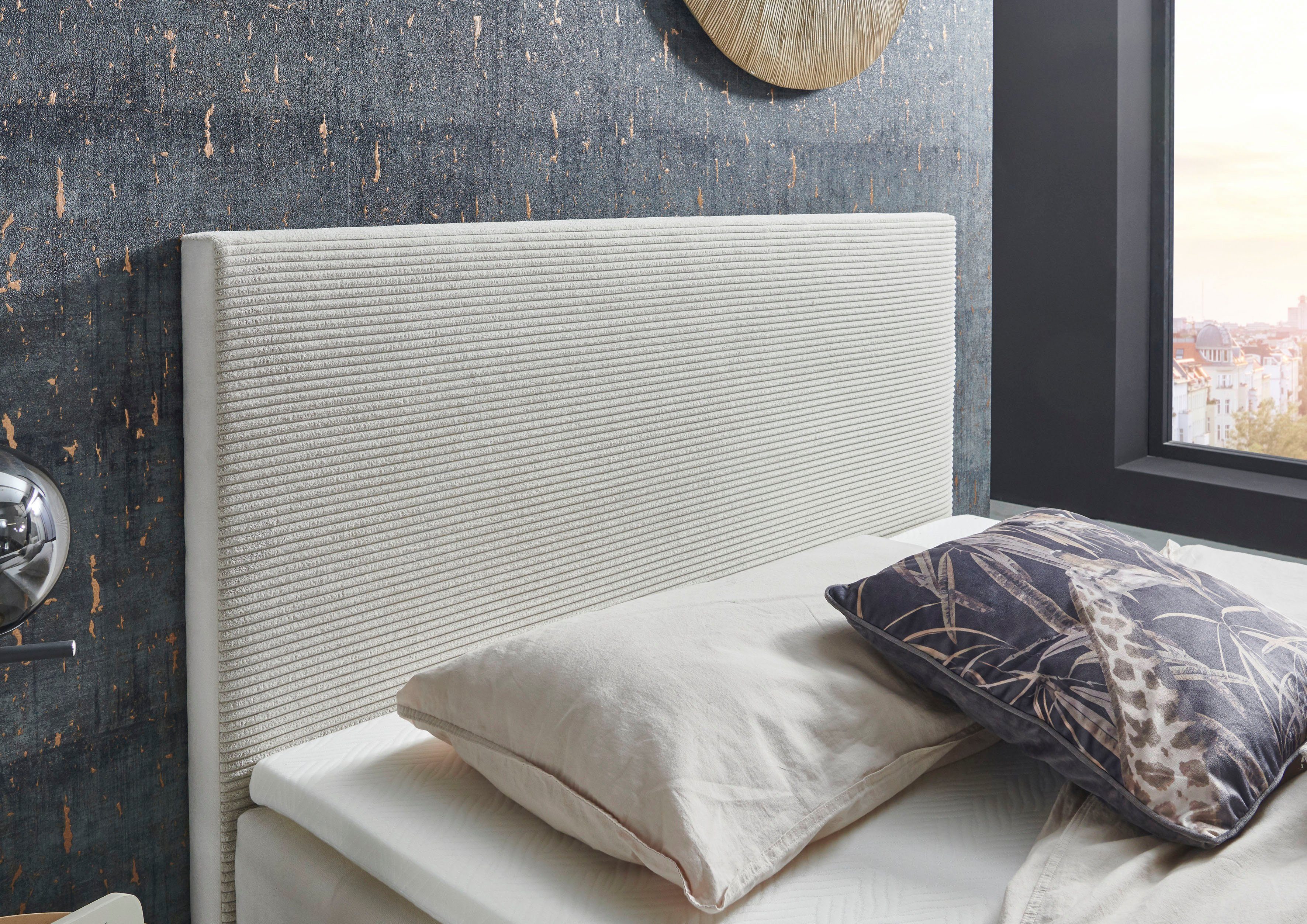 meise.möbel Boxbett Korsika, mit Bettkasten und Topper, Bezug aus einem Stoff- und Cordmix
