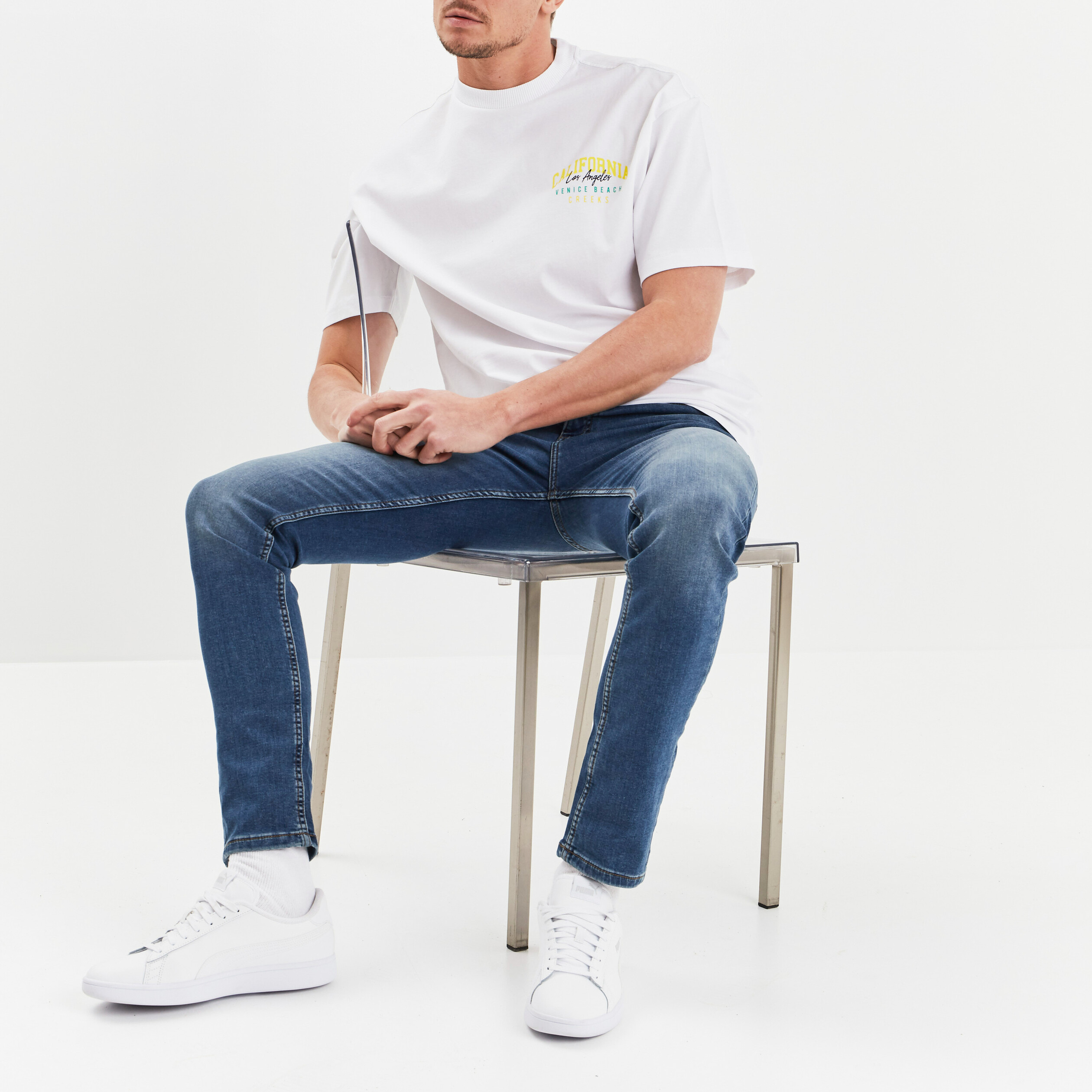 T-shirt manches courtes blanc homme | La Halle