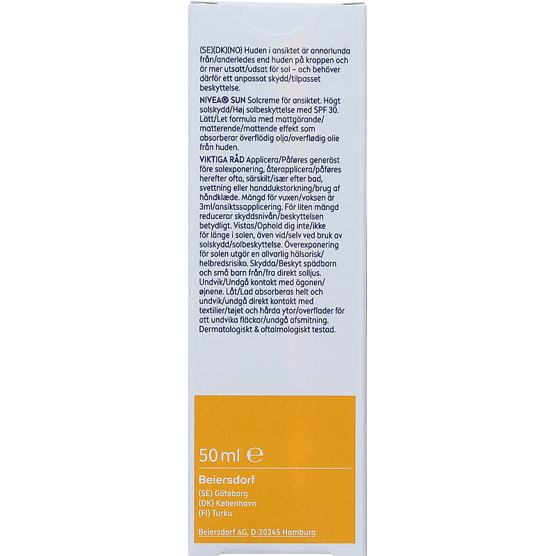 Nivea Nivea Sun face SPF 30 shine control, 50 ml