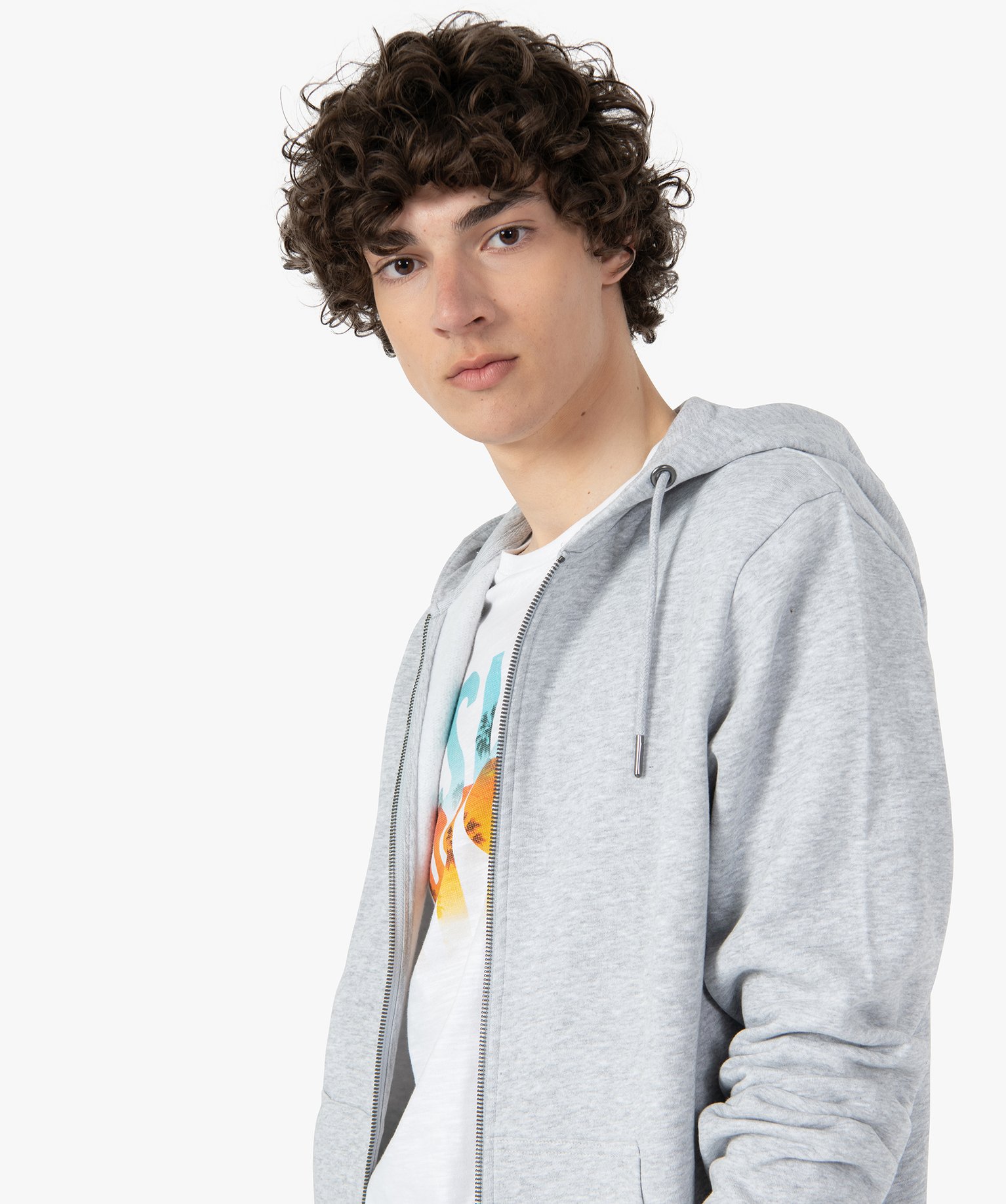 Sweat zippé à capuche homme grey | GEMO