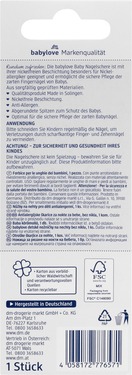 Baby-Nagelschere antiallergen, 1 St