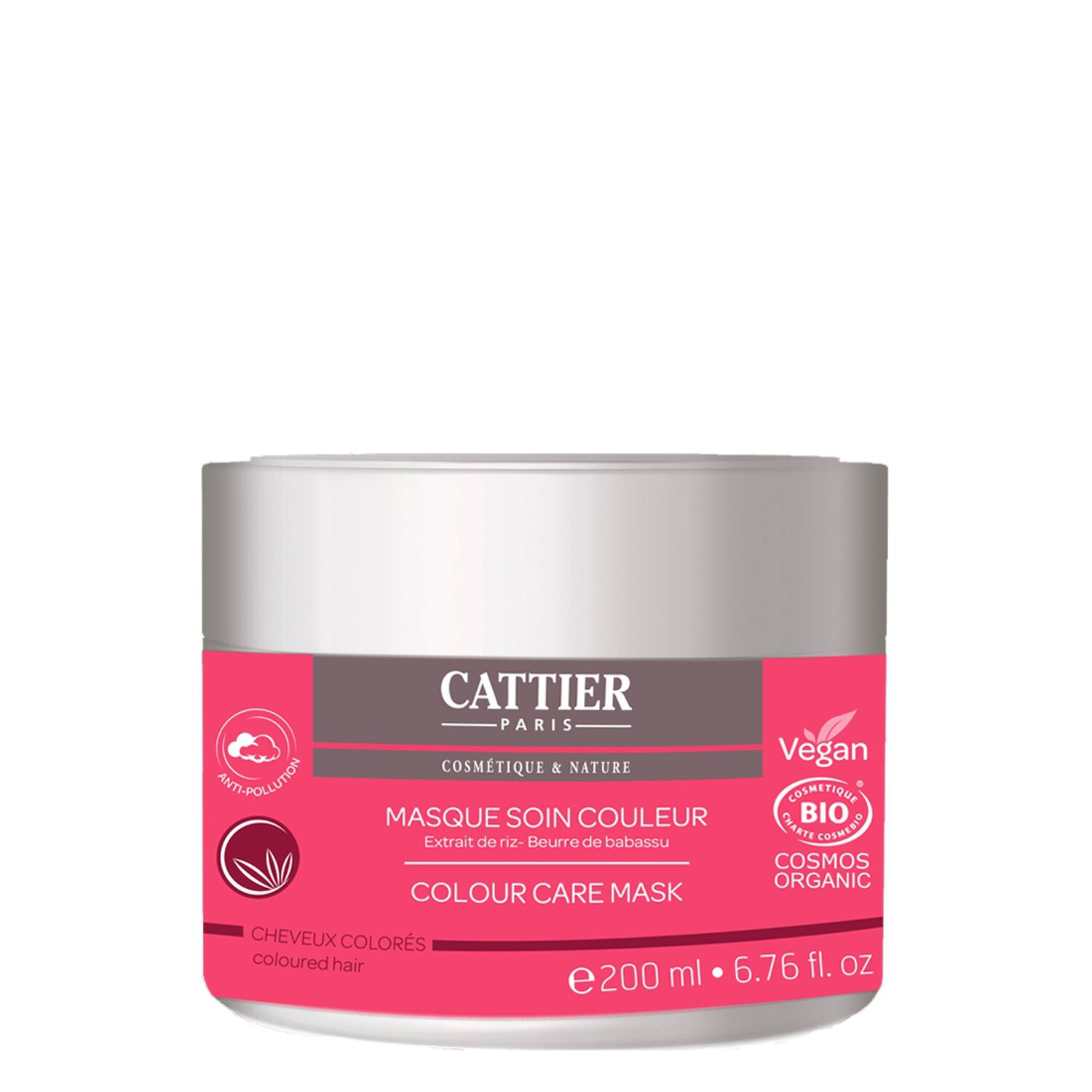 Cattier Masque Soin Couleur Extrait de Riz & Beurre de Babassu 200 ml