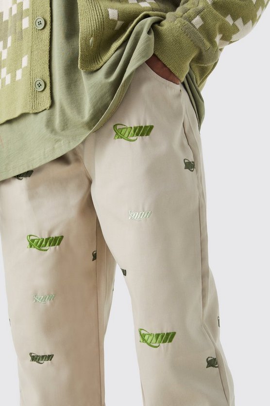 Lockere bestickte Hose