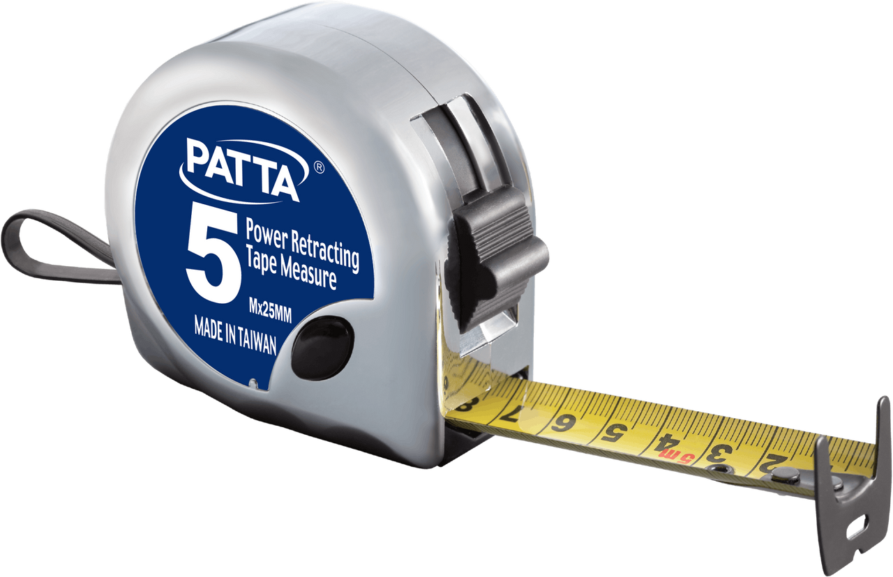 Viwanda PATTA Power Rollmaßband 5M x 25mm mit metrischem und anglo-amerikanischem Maßstab, beidseitig bedruckt