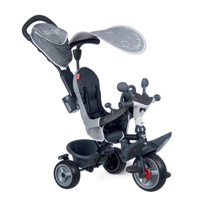 Tricycle baby driver noir et gris Smoby