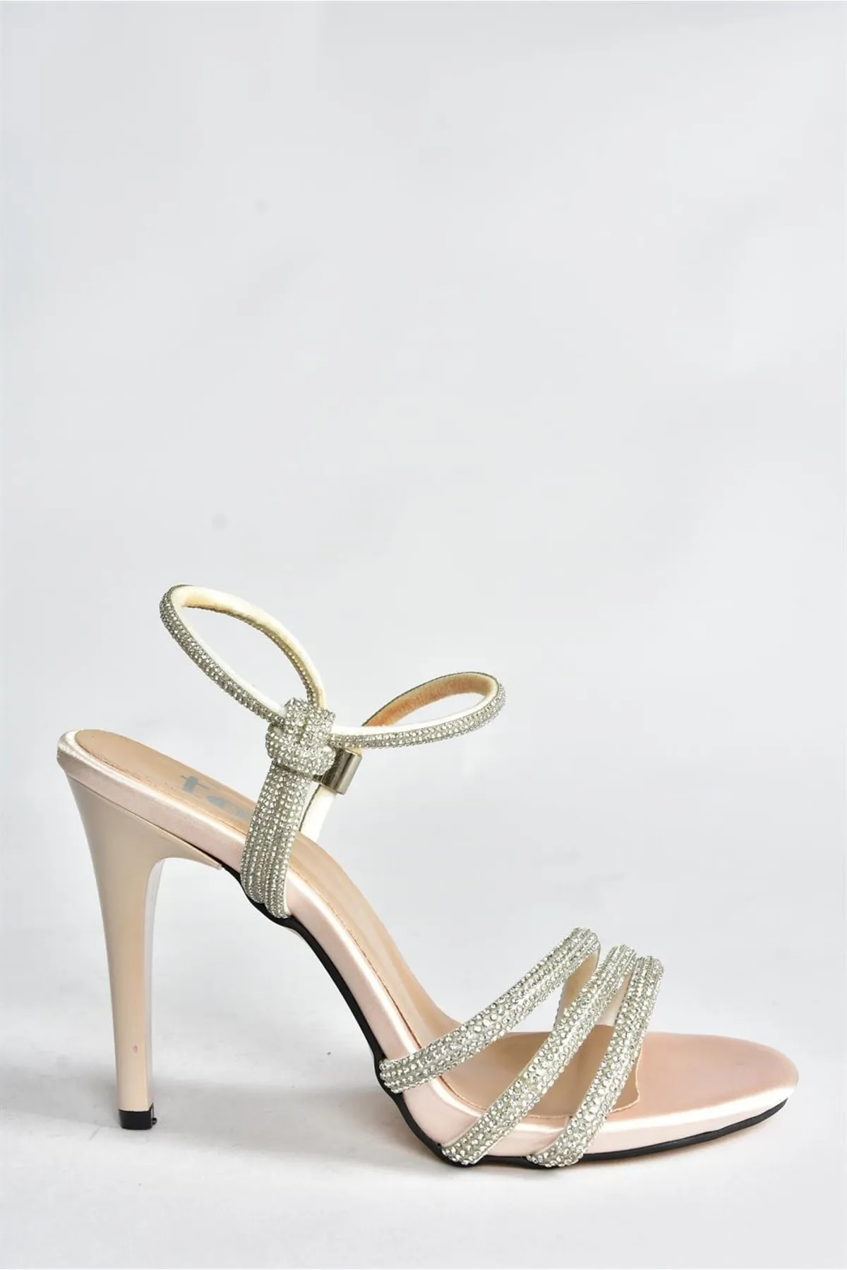 Fox Shoes  Haut-Satin-Stoff-Stein-dünne Absätze-Damen-Abendkleid-Schuhe P997050304