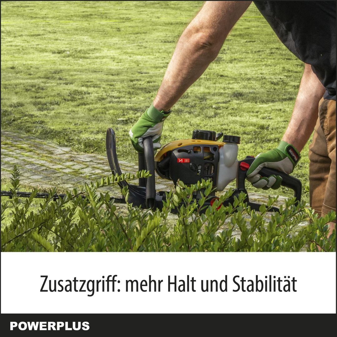 VARO Powerplus Benzin-Heckenschere POWXG2018 - Heckenschere mit 25,4 cc, 640 mm Klinge und 28 mm Abstand, Gartengeräte, Gartenschere zum Schneiden von Sträuchern, Hecken und Pflanzen