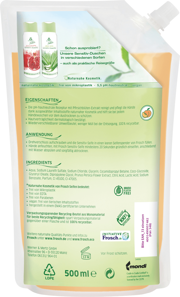 Flüssigseife Pfirsichblüte Nachfüllpack, 500 ml