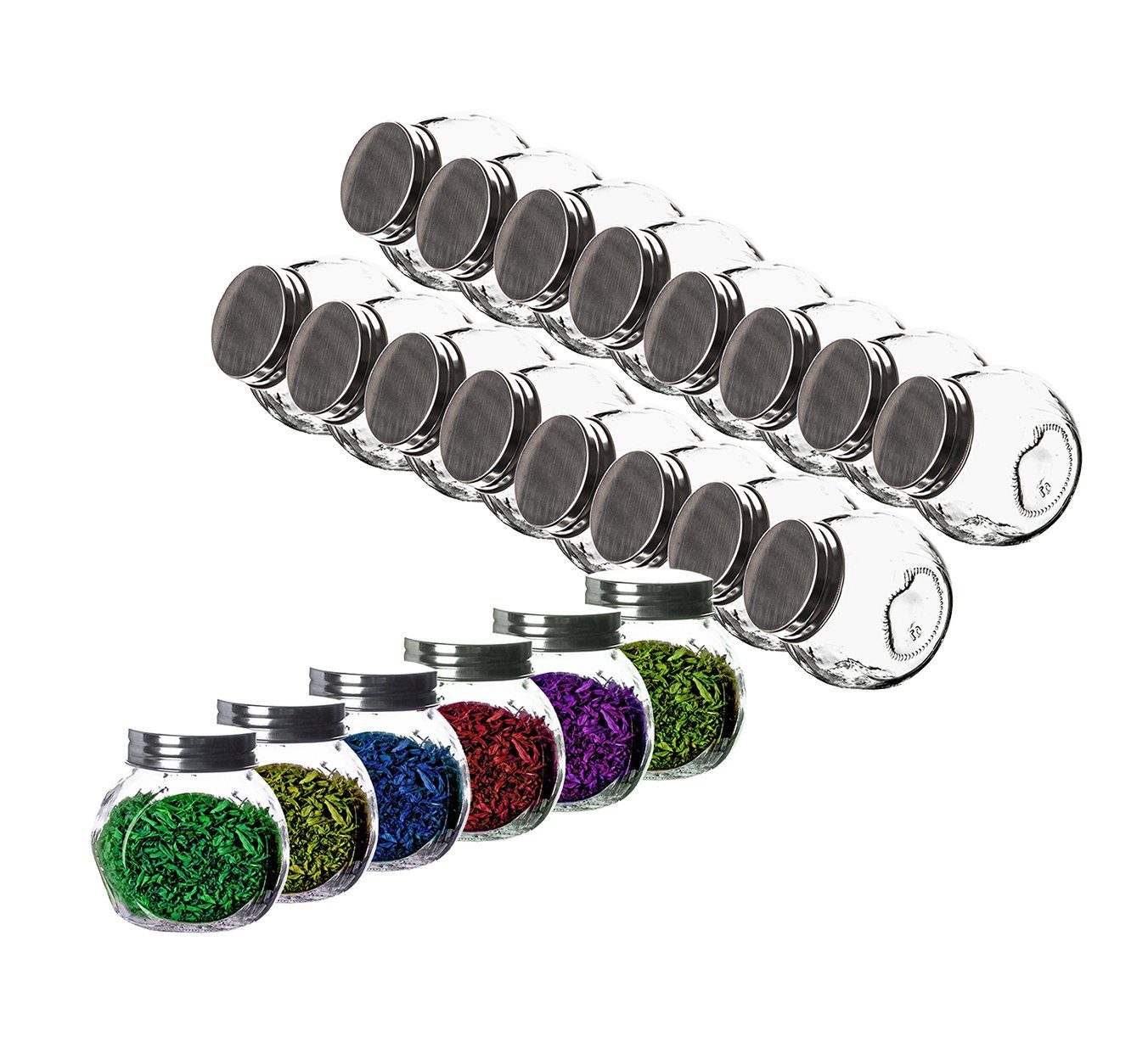 BigDean Gewürzbehälter 12x Gewürzgläser 200ml Gewürzdosen Schraubdeckel Luftdicht Vorratsg, Glas, (12-tlg)