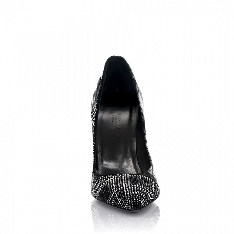 Philipp Plein - Pumps Scottish Diamond Leder schwarz Stoff Strass - schwarz