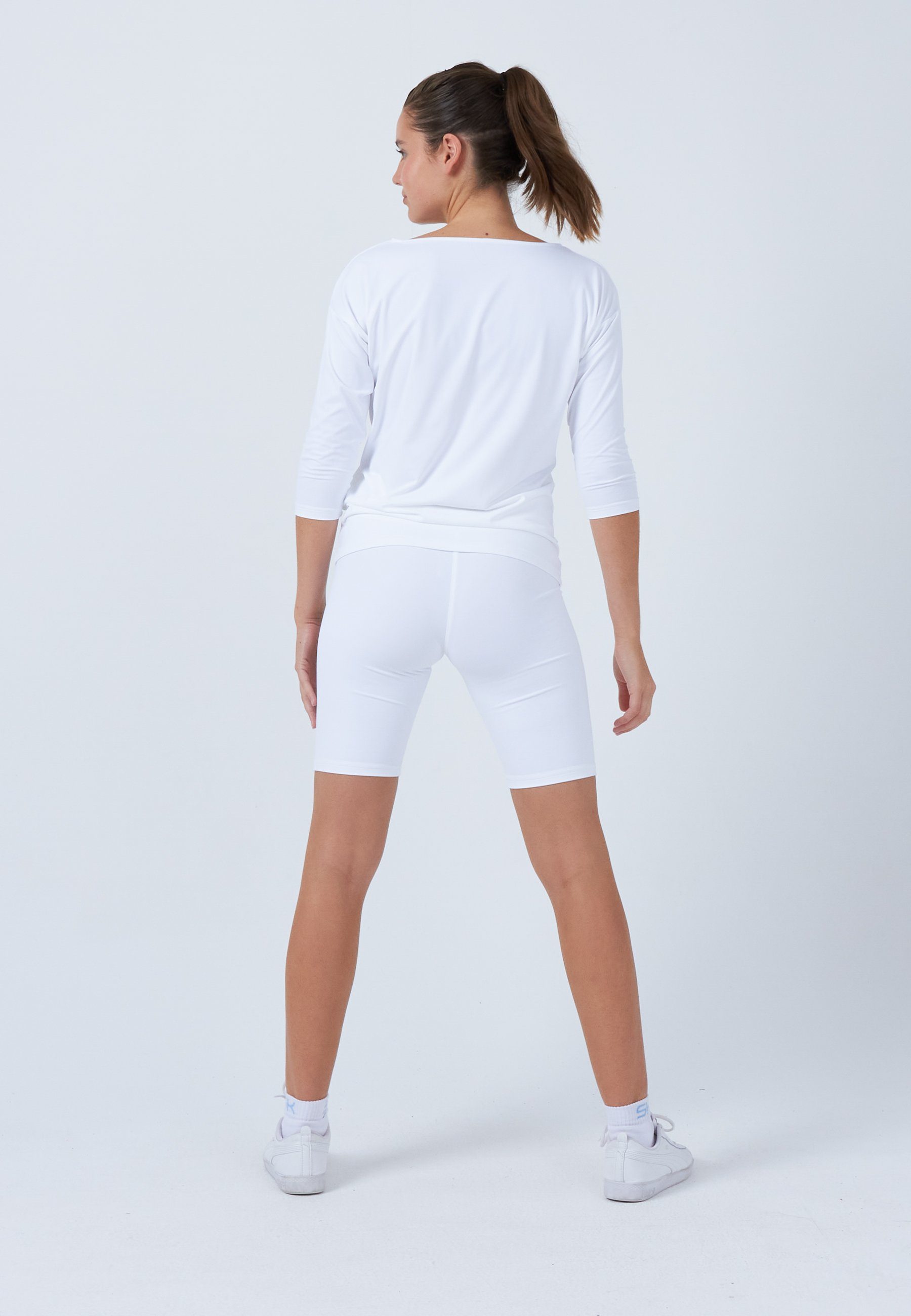 SPORTKIND Funktionsshirt Tennis 3/4 Loose Fit Shirt Mädchen & Damen weiß