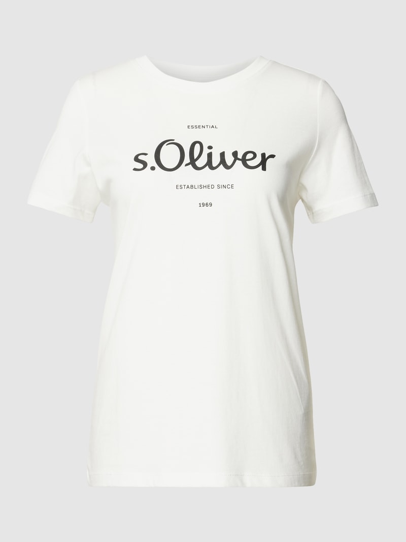 T-Shirt mit Label-Print in offwhite