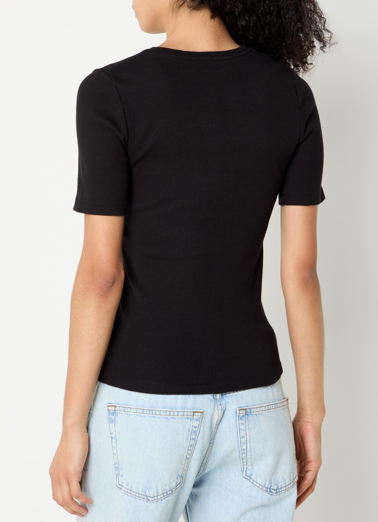 T-shirt Alessia d'Anine Bing, à texture côtelée et boutons décoratifs