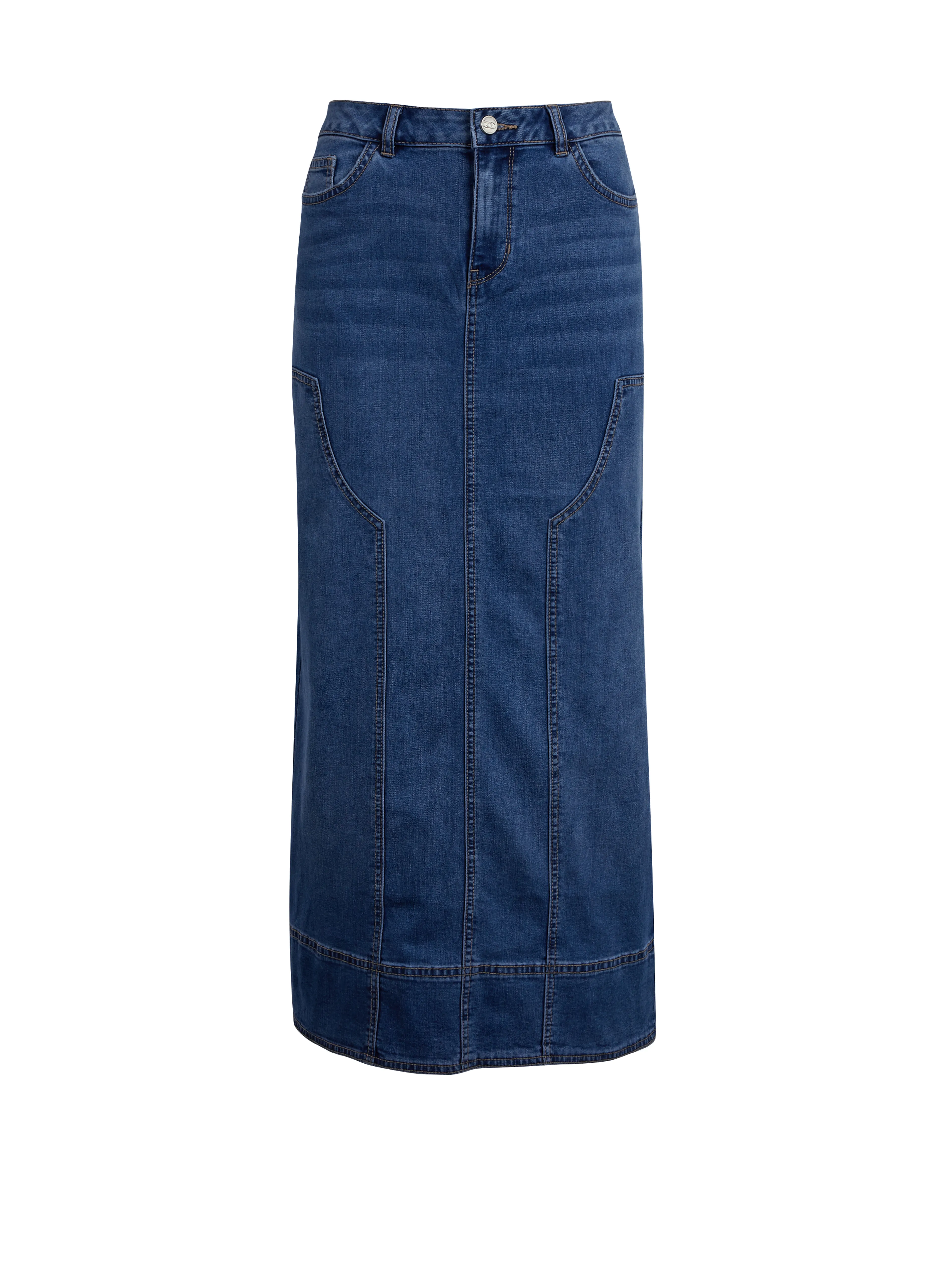 Dunkelblauer Maxirock aus Denim Damen ORSAY