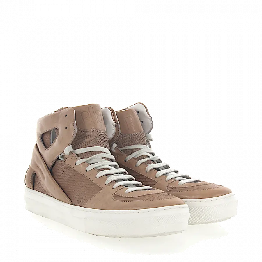 Rossano Bisconti - Sneaker Mid Top 2013 Leder beige Schlangenprägung - grau