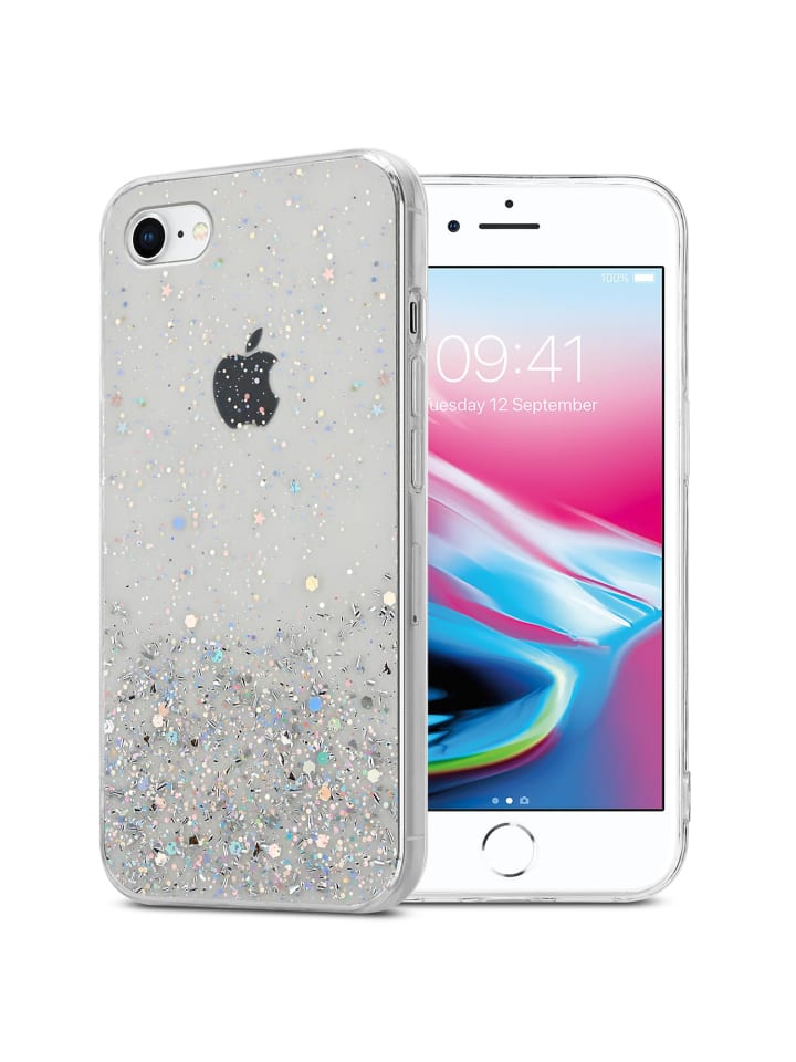 cadorabo Hülle für Apple iPhone 7 / 7S / 8 / SE 2020 Glitter in Transparent mit Glitter günstig kaufen onesize