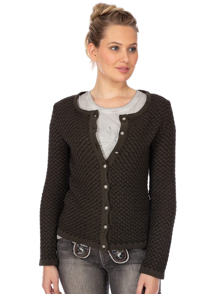 OS-Trachten Strickjacke 457017-0771 in dunkelgrün günstig kaufen