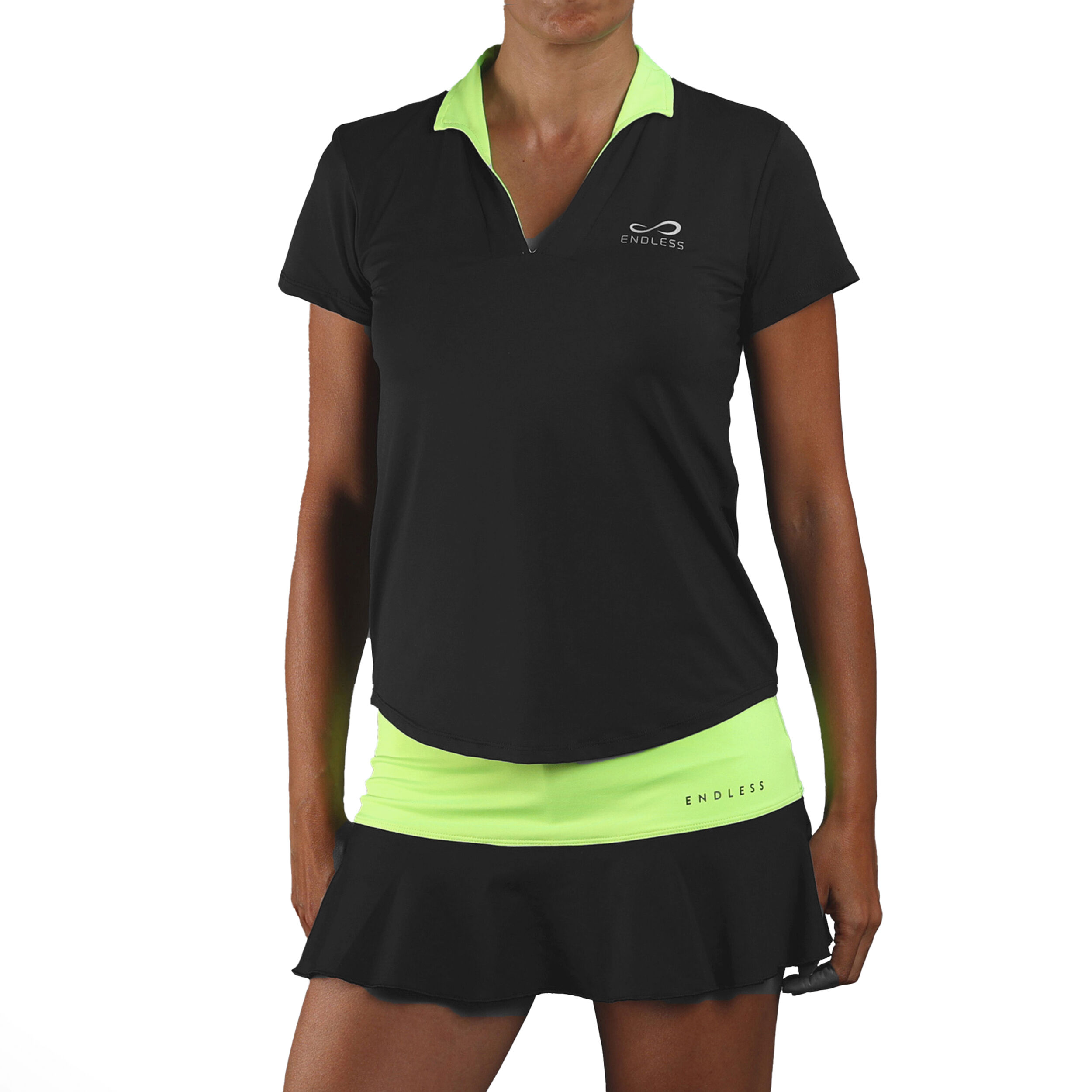 Onyx Sleeves Polo Damen - Schwarz, Grün