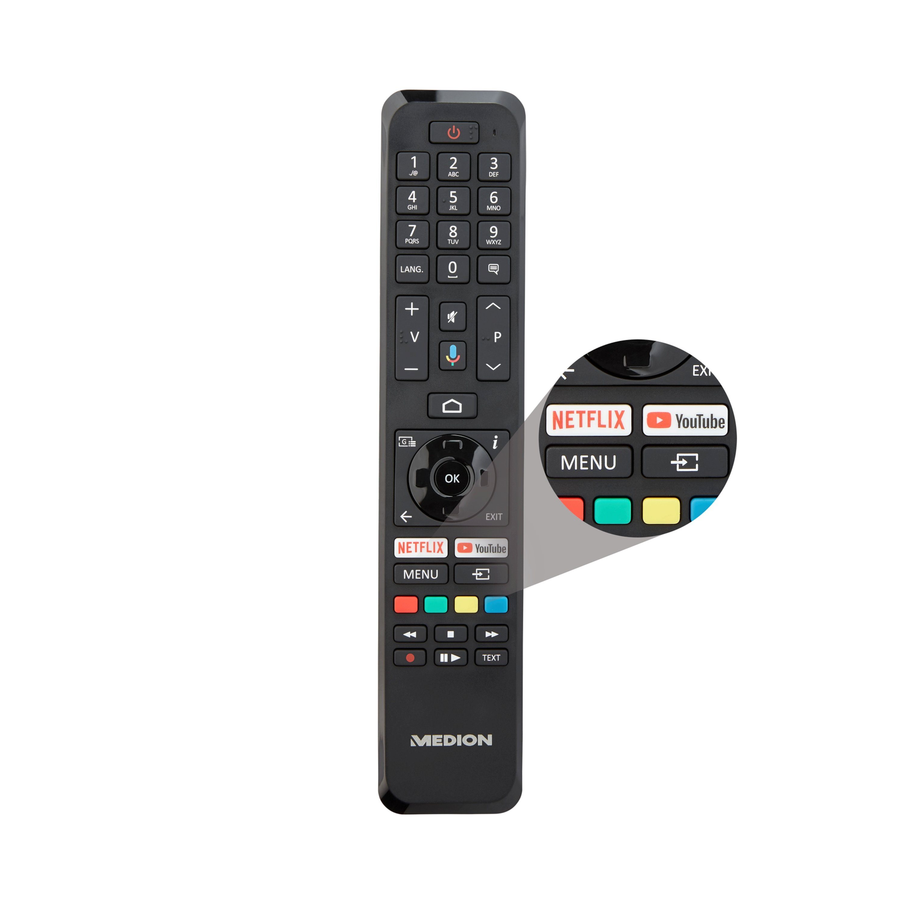 Medion® X14339 LED-Fernseher (108 cm/42.5 Zoll, 4K Ultra HD, Android TV, 60Hz, HDR, Dolby Atmos, Google Chromecast, MD30059)