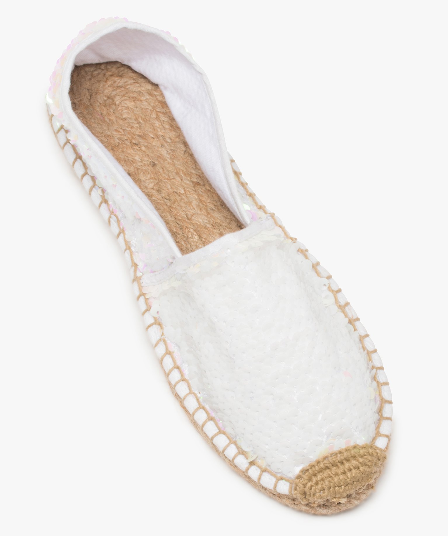 Espadrilles femme à sequins irisés réversibles blanc | GEMO