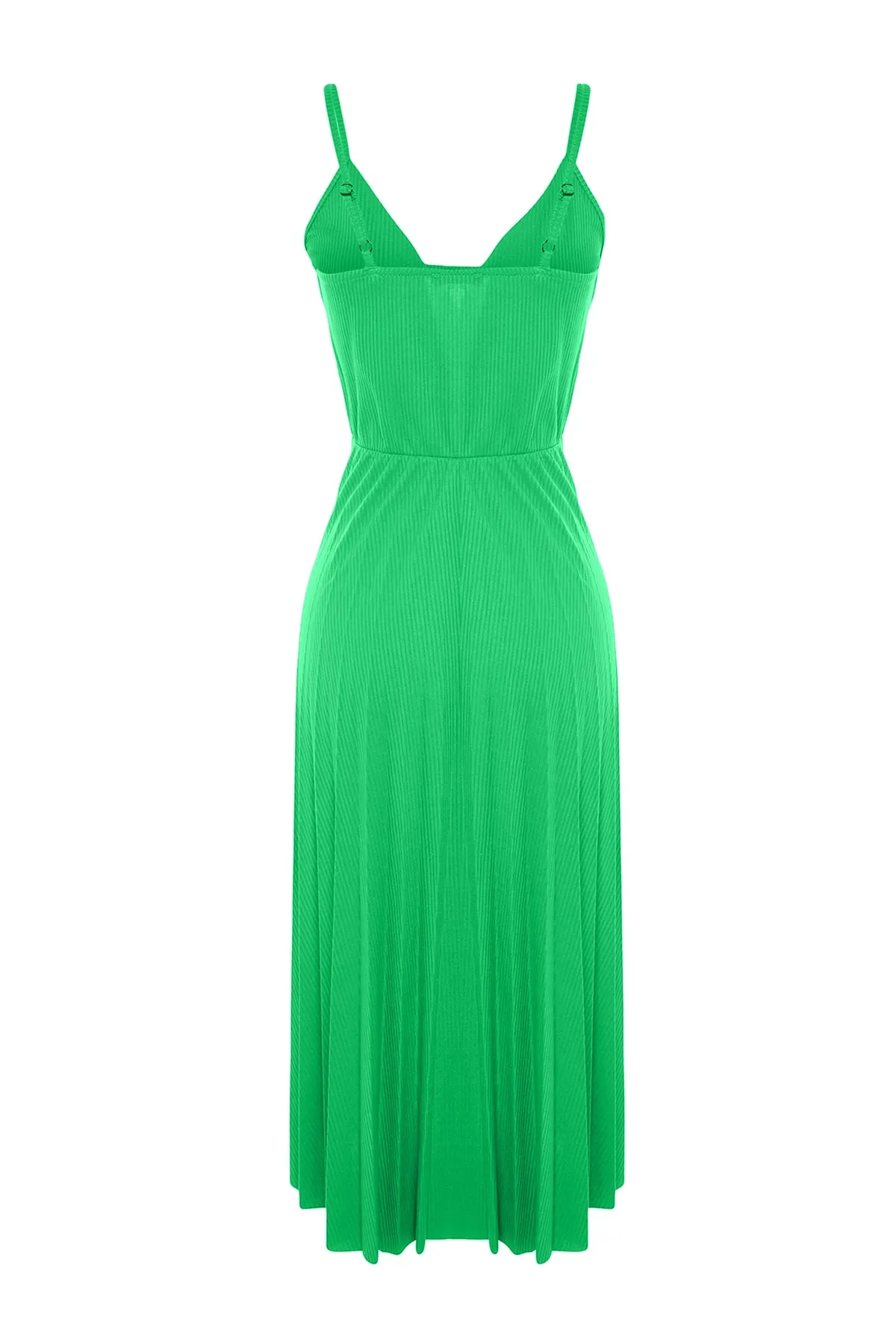 Trendyol Collection  Grünes Midi-Kleid mit offener Taille/Skater, zweireihig, plissiert, dehnbar, Strickkleid TWOSS20EL2729