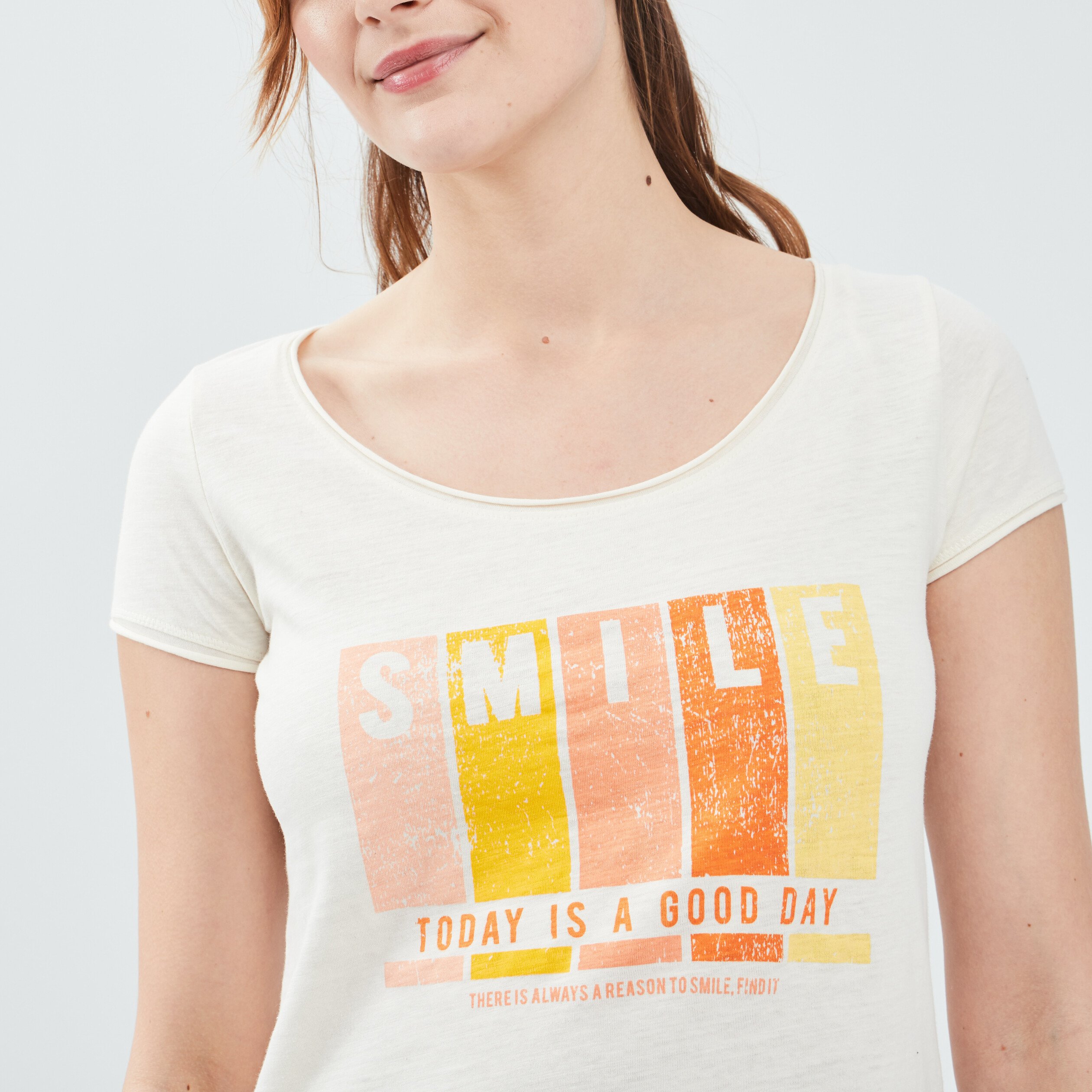 T-shirt manches courtes creme femme | La Halle