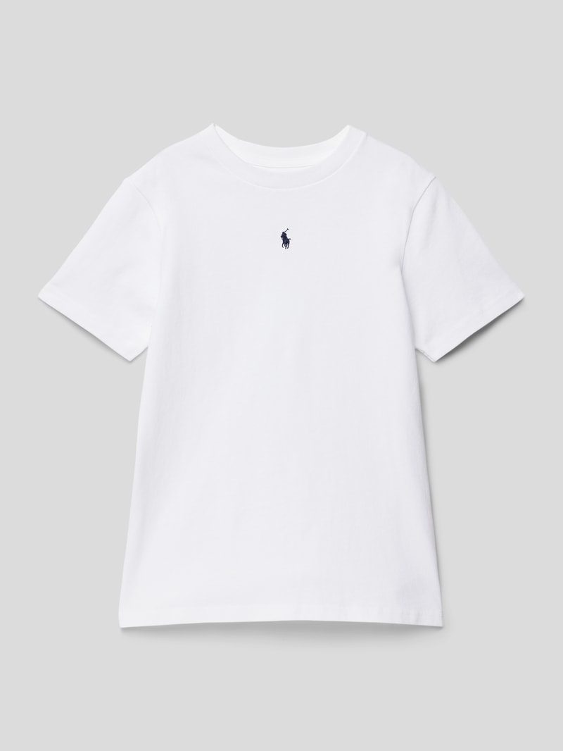 T-Shirt mit Label-Stitching in weiß