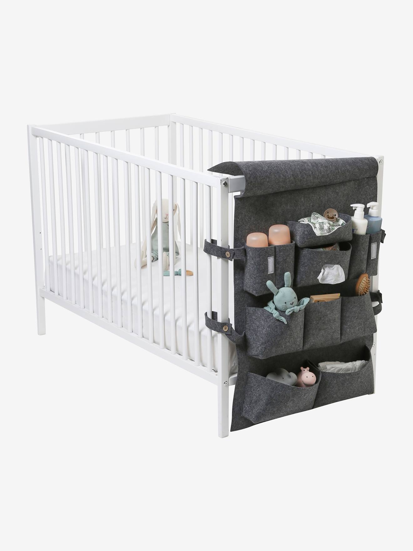 Organisateur à suspendre vertbaudet pour lit de bébé gris chiné