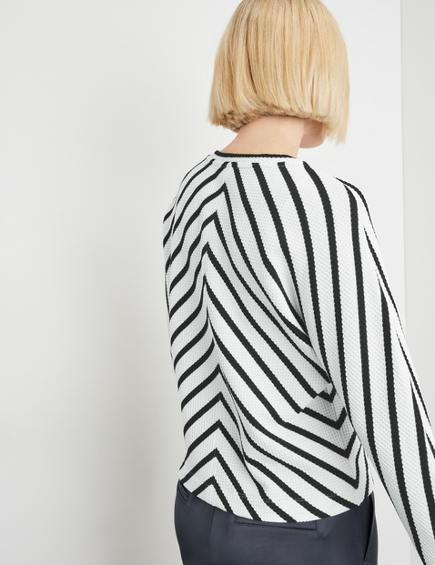 Gestreiftes Langarmshirt mit Fledermausärmeln