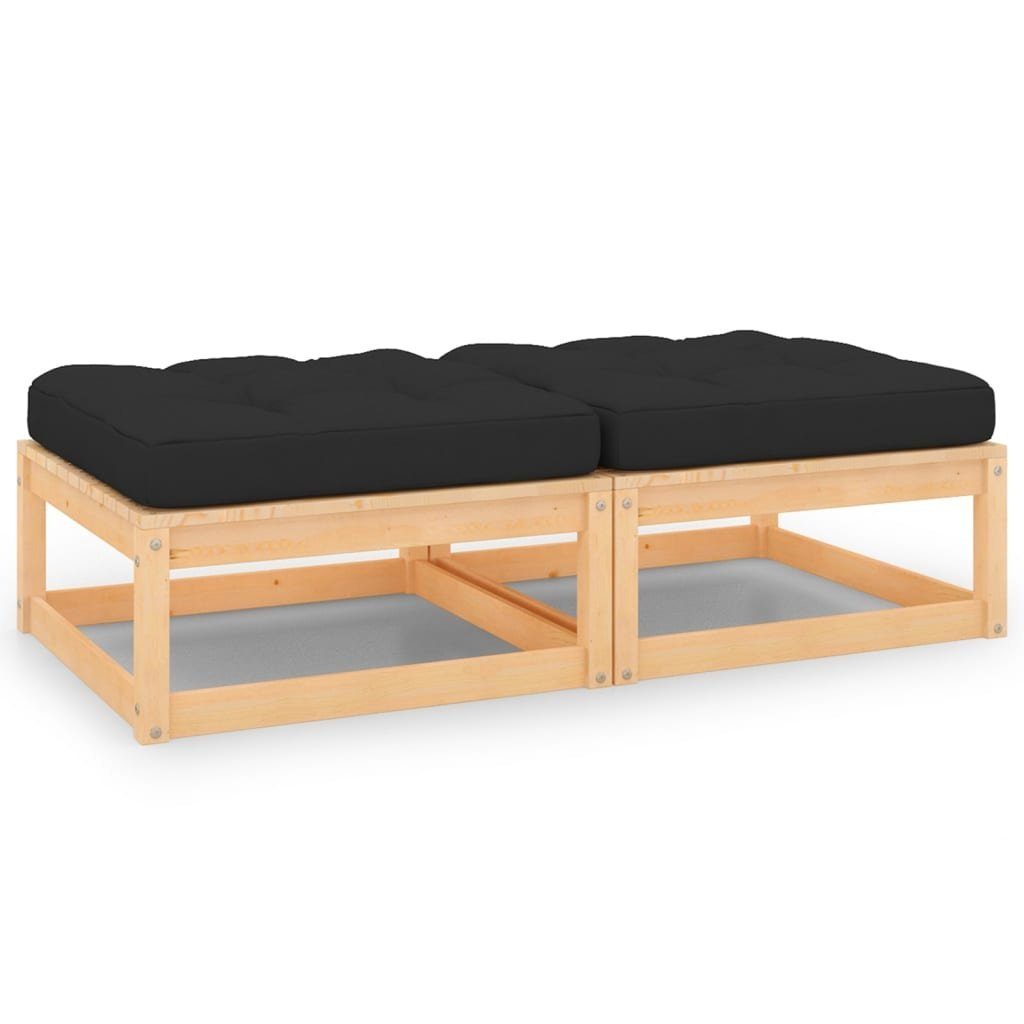 vidaXL Loungesofa Garten-Fußhocker mit Kissen 2 Stk. Massivholz Kiefer, 1 Teile