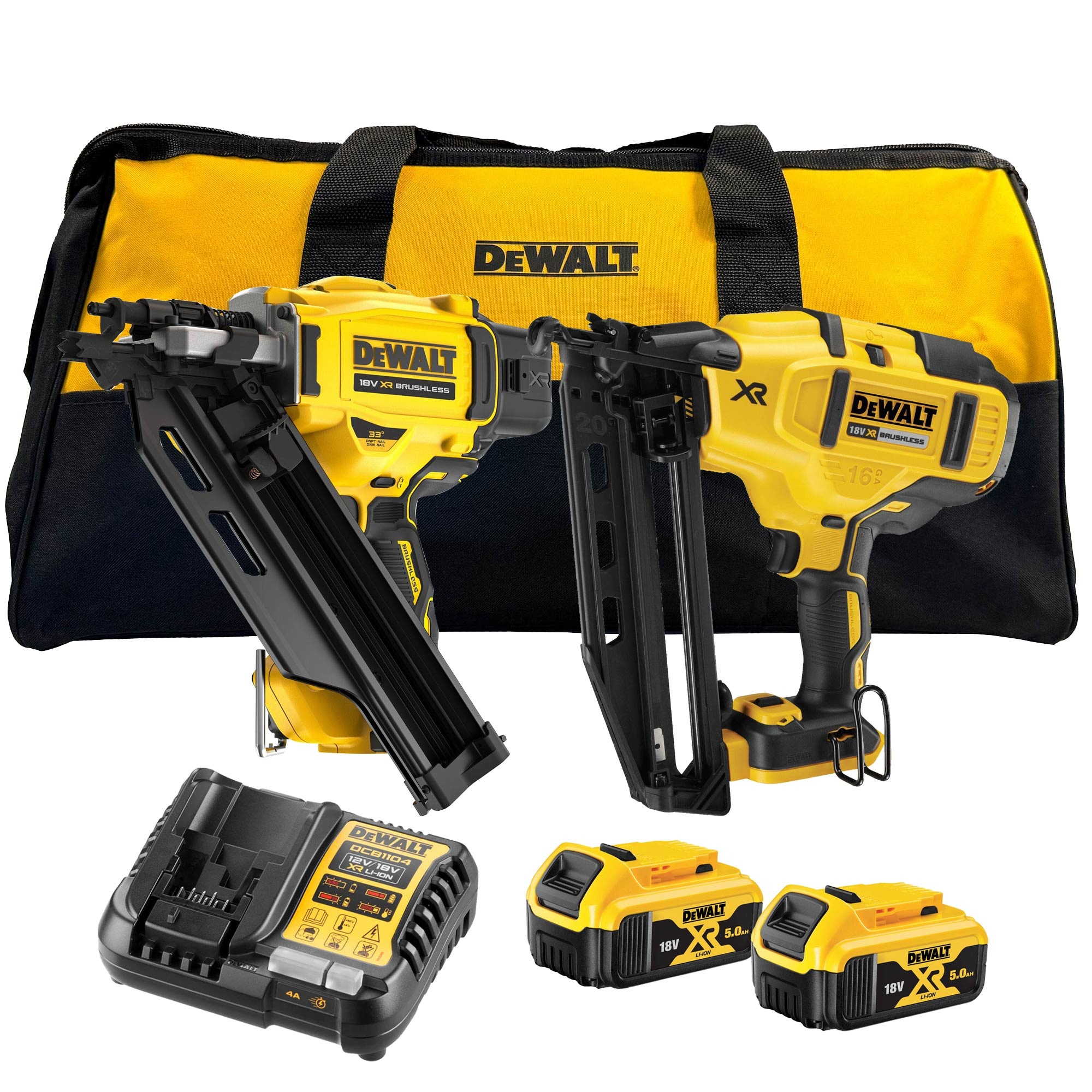 Kit capsator dublu DeWalt DCK246P2-QW 18V XR - DCN930 + DCN660 - 2 x 5Ah în geantă