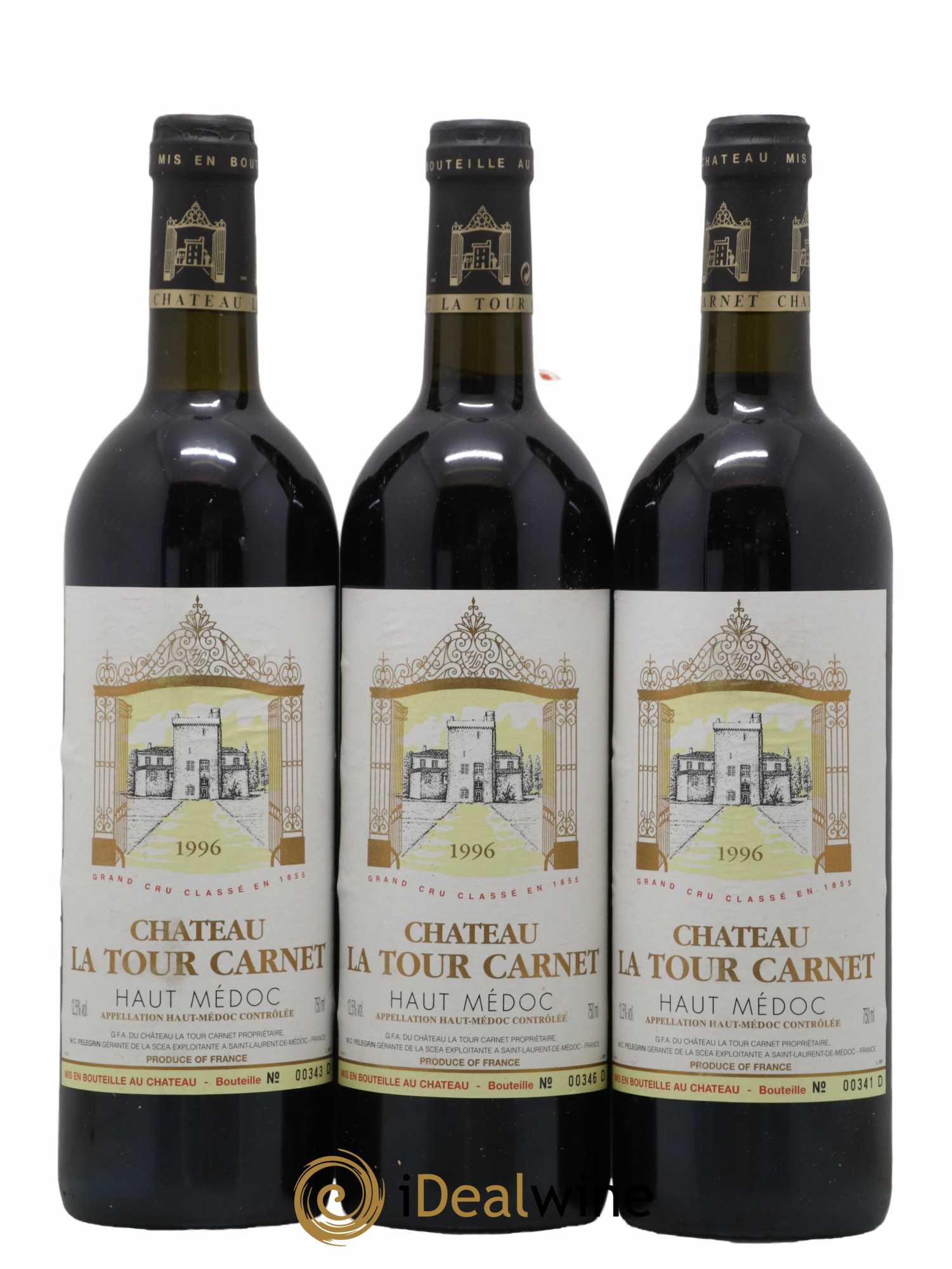 Château La Tour Carnet 4ème Grand Cru Classé  1996 - Lot de 12 Bouteilles