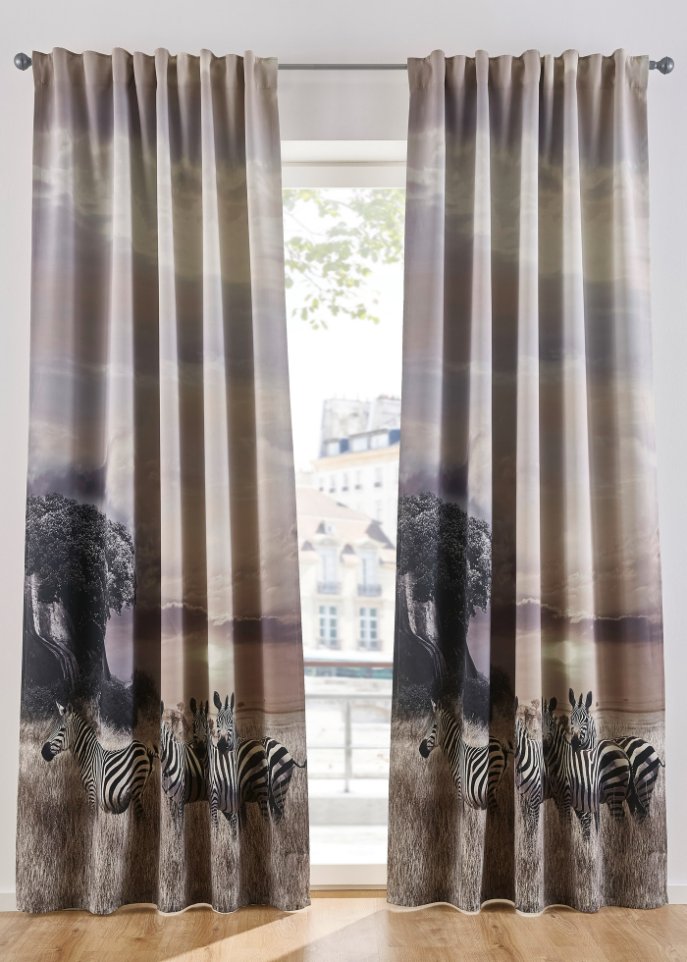 Verdunkelungsvorhang mit Zebra (1er Pack)