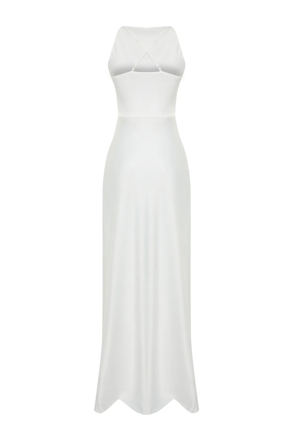 Trendyol Collection  Weißes Hochzeits-/Nikah-Abendkleid aus weißem Satin TPRSS24AE00042