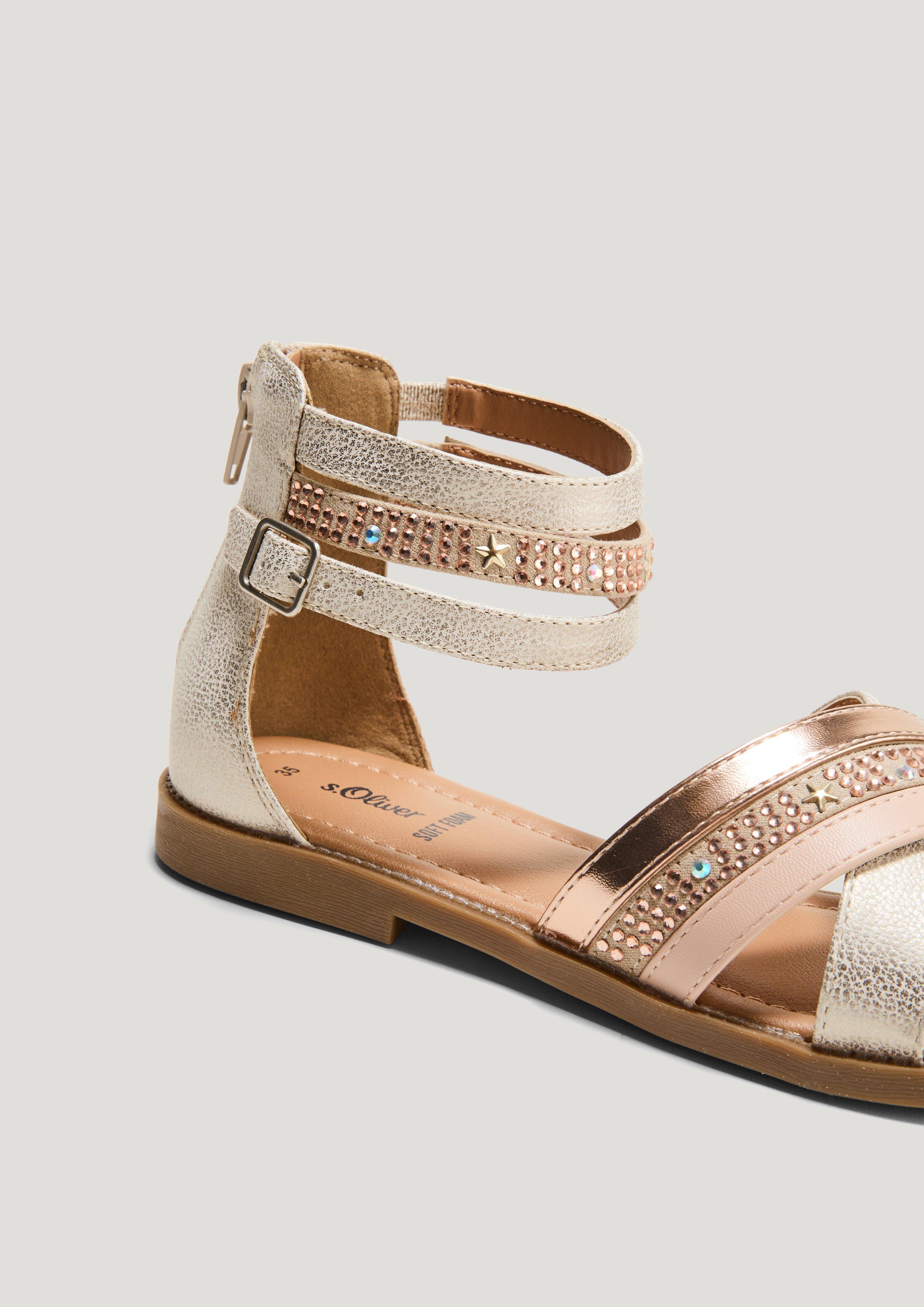 Riemchen-Sandalen mit Schmucksteinen  1235108-981