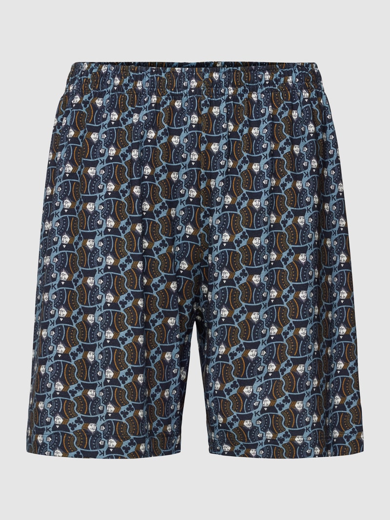 Pyjama-Shorts mit Allover-Muster Modell 'KING' in rauchblau
