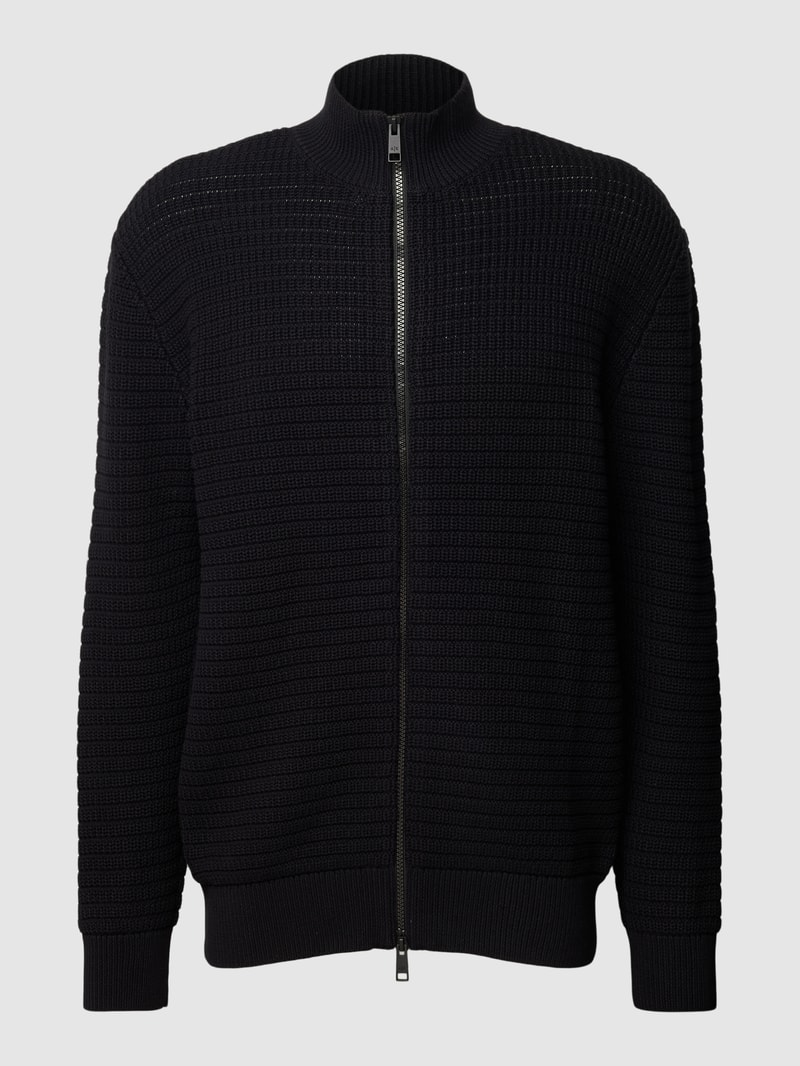 Strickjacke mit Stehkragen in schwarz
