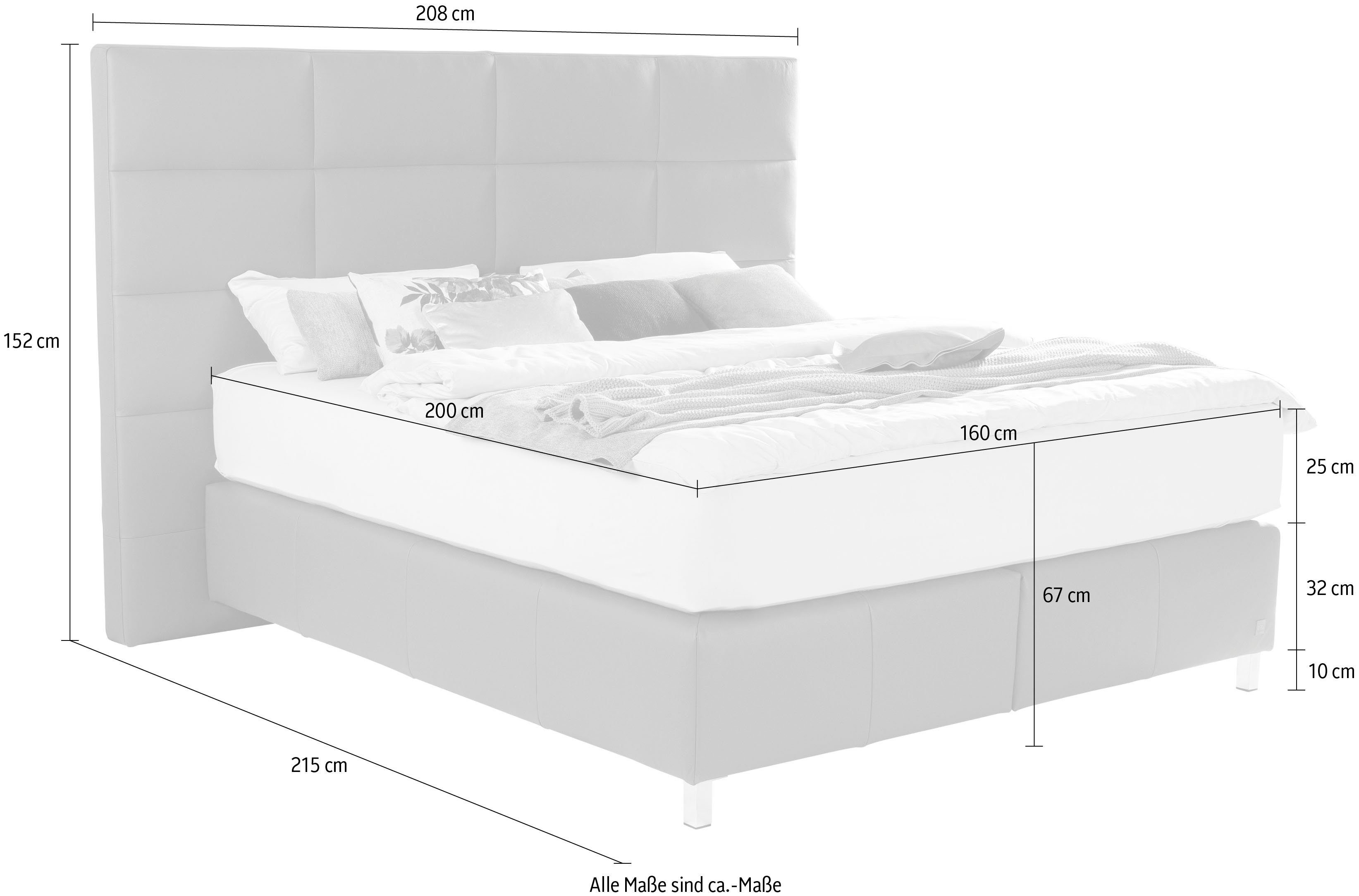 ADA premium Boxspringbett Paige, hohes Kopfteil, in unterschiedlichen Ausführungen erhältlich