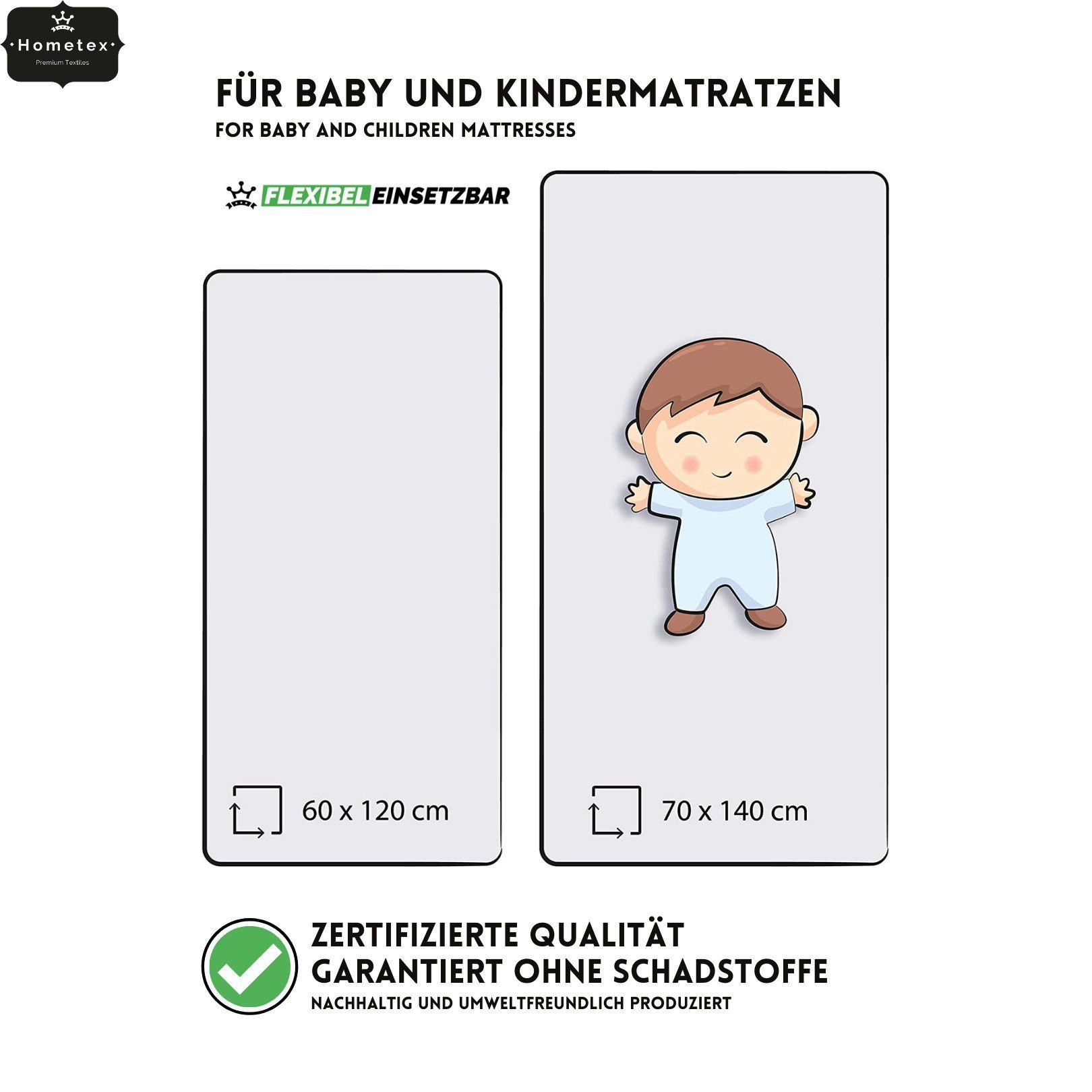 Spannbettlaken Spannbetttuch, Jersey-Bettlaken aus 100% Baumwolle, Viele Größen und Farben erhältlich, Für Matratzen, Boxspringbetten, Wasserbetten und Kindermatratzen, Hometex Premium Textiles, Jersey, Gummizug: Rundumgummizug, Premium-Jersey aus 10